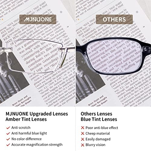 Mjnuone Компјутерски Очила За Читање Сина Светлина Блокирање Очила За Мажи Wowen Анти Напрегање На Очите Флексибилен Лесен Квадрат