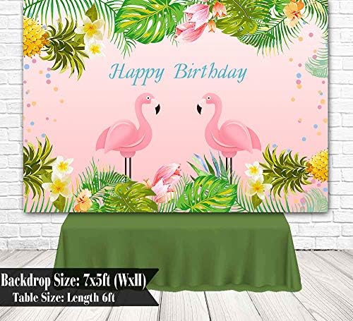 5x3ft Пинк Фламинго роденден Заднината летна тропска ананас Хавајска цветна фотографија позадина бебешки туш украси Фото штанд торта табела