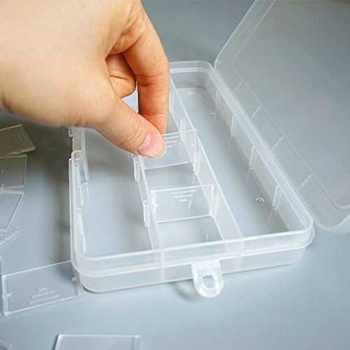 4 парчиња 15 решетки 6,85 инчи x 3,85 инчи прилагодливи мали отстранливи чисти пластични накит организатор за складирање на кутија за складирање