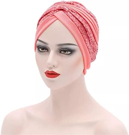 Sawqf Fashion Sequins Headscarf Bonnet Twisted Turban Cap за дама рачно изработена глава за глава на главата на главата