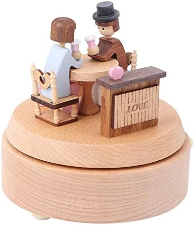 Дуба дрвена музичка кутија рачно изработена убава loveубовна двојка механичка музика мелодија кутија за ден за свадбени подароци