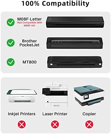 Phomemo Portable Printers безжичен за Travel + Термички печатач хартија 8,5 x 11 инчи, дома, бизнис, M08F-Letter Bluetooth Компактен печатач