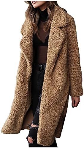 Женски дами топла вештачка волна палто јакна лапел зимска надворешна облека преголема реверзибилна аспиратор за кардиган