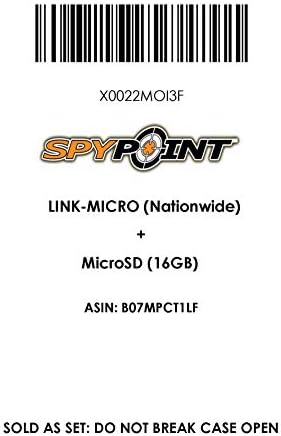 Micro Spypoint Link Micro со 16 GB MicroSD безжична/мобилна патека камера, 4 LED диоди за напојување, брз 4G фото -менувач w/пред -активиран