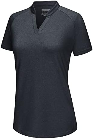 Крисули женски голф -маици со кратки ракави со кратки ракави, лесен, кој работи UPF50+ кошула без јаки
