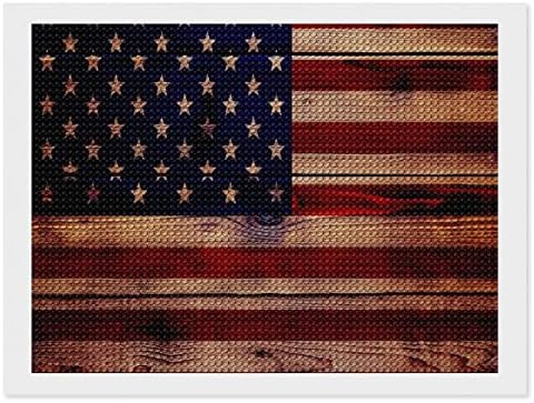 Знаме на дрво текстура во САД, комплети за сликарство со дијаманти 5д, целосна вежба, уметнички уметнички декор за возрасни 8 x12