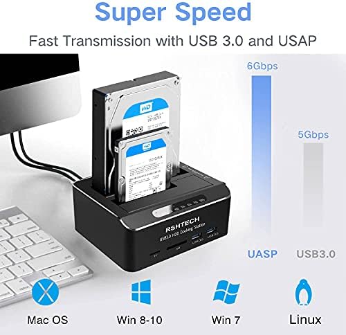 RSTECH 3.5 инчен USB 3.0 До SATA Надворешен Хард Диск комплет+SATA Двојна Залив Хард Диск Докинг Станица