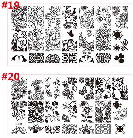 Ongонгјјујуан 10 лим за печат на нокти Шаблон Геометрија чипка цветна шема за нокти за печат Полска слика за печат на нокти 11 ~ 20