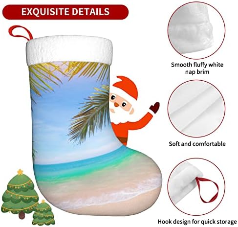 Аугенски Божиќни чорапи Палма тропска плажа двострана камин што виси чорапи