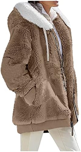 Foviguo плус џемпери со големина жени елегантен зимски долг ракав излегувајќи подуен џемпер во боја на бојата лабава качулка удобна