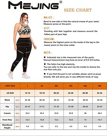 Плус хеланки со големина, панталони за јога со црна мрежа за жени со џебови со голема контрола на стомакот и сквотот за легирање на тренингот