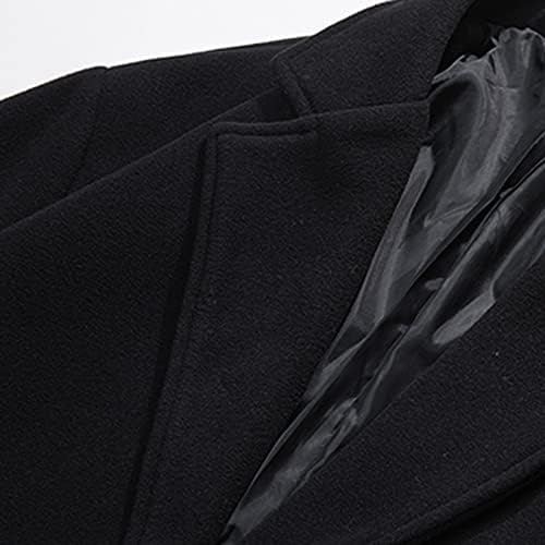 Менс Миди Парка палто плус големина ровови палта Зимска топла лаптолна јакна цврсто копче ветерници костуми за костуми деловни облеки