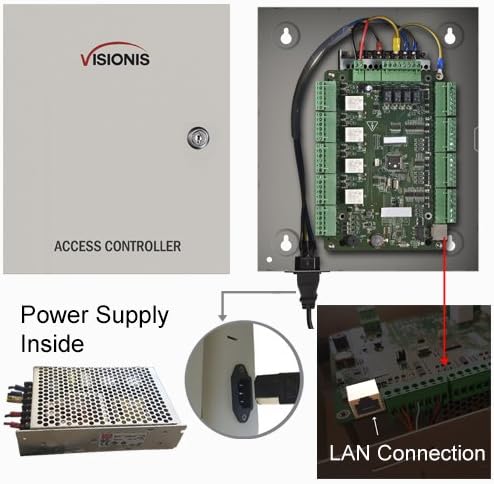 Visionis FPC-7942 4 Врати Контрола На Пристап Излезна Врата 600lbs Maglock Време Присуство TCP/IP Wiegand Контролер Кутија, Отворено