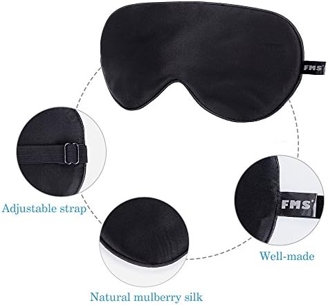 FMS природна свила за спиење маска блокира светло целосно, 1 пакет мека лесна маска за очи со прилагодлива лента најдобро за патување,