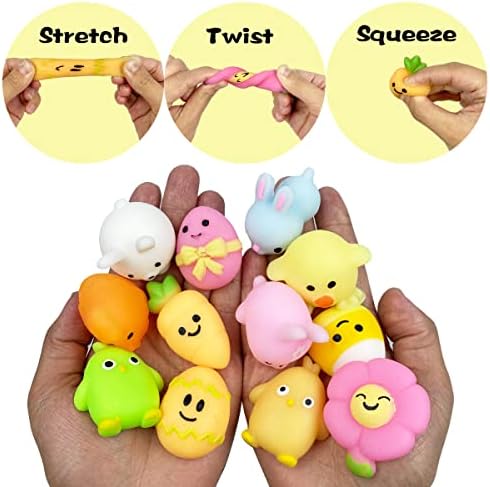 Pinkiwine 24 пакет пластични префилирани велигденски јајца со велигденски моки играчки во внатрешноста за деца момчиња девојчиња мали деца, велигденски