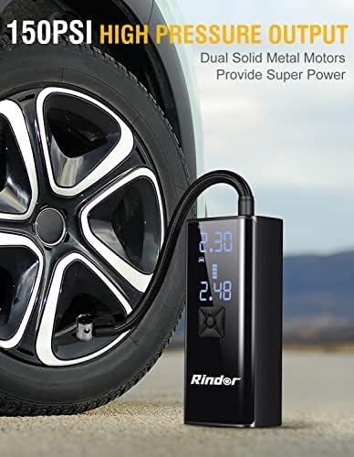 Rindor 150 PSI гуми за надувување преносен компресор за воздух, Bluetooth Aux 3,5 mm Bluetooth адаптер за автомобил