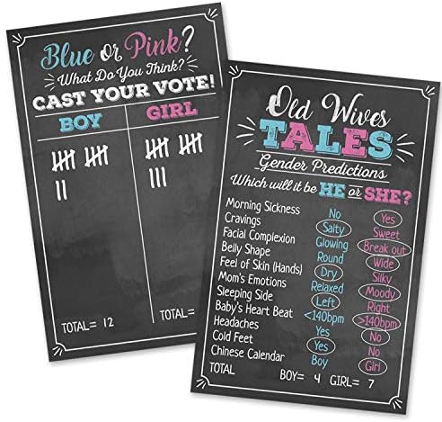 Стари сопруги приказни и момче или девојче за гласање за гласање Постери за забава 11 x 17 црни, розови и сини партиски материјали, активност,