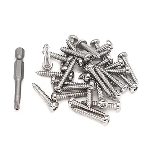 Binifimux 30PCS T2510 x 1-1/4 Torx Pin In Head Secure Sheet Metal Завртки, 304 Не'рѓосувачки челик за регистарска табличка