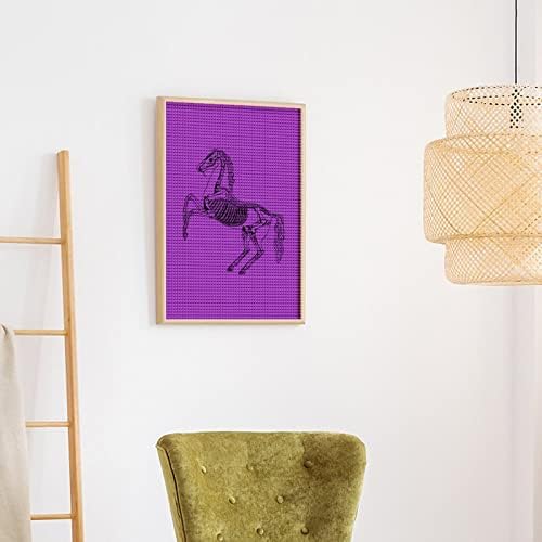 Комплети за сликање на коњи со скелети со коњи, сликарска слика за уметност по броеви за украсување на домови од wallидови 12 x16