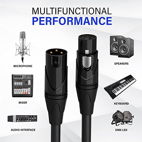 Ликспро 1,5 стапки XLR микрофон кабел избалансиран машки до женски 3 пински микро кабел за напојувани звучници аудио интерфејс професионален