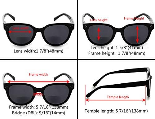 Очила 4-пакување бифокални Очила За Жени Кои Читаат Под Сонцето Стилски Бифокални Читачи Затемнети Леќи +1.50