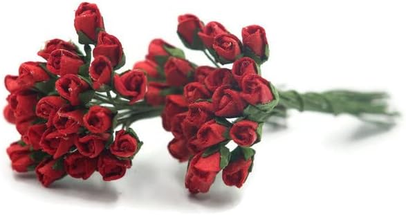 50 црвена мала мини роза занаетчиска занаетчиска хартија од 5 мм, цветна картичка за венчавки, кукла бр.2
