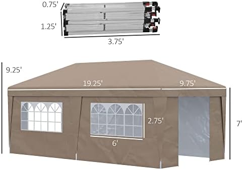OutsUnny 10 'x 20' Поп -поп -каропи шатор со странични страни, засолниште за настани што можат да се прилагодат на висината на големите