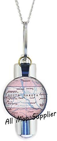 Ѓердан за модна креманост на allmapsupplier, ѓердан од јужна Дакота, урдан од јужна Дакота, Кремација Урна ѓердан, Државен мапа накит