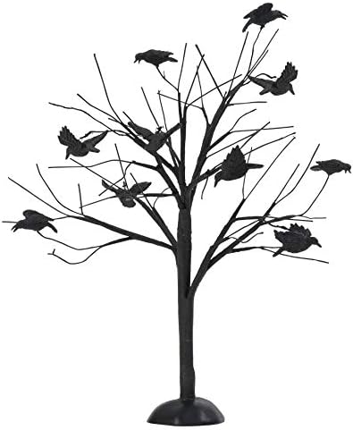 Оддел 56 Додатоци за Ноќта на вештерките за селски колекции Убиство на фигура од дрво од врани, 10,04 инчи, црно