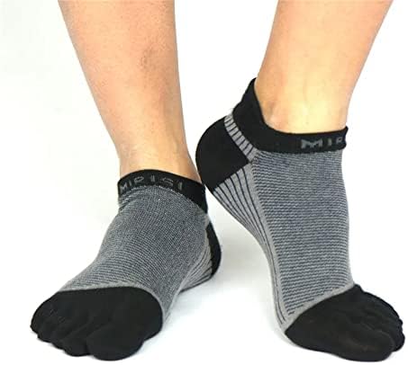 SLNFXC 3 пара чорапи со голема големина на пети за мажи чешлаа памучни мрежи за дишење атлетски чорапи со прсти ЕУ40-46