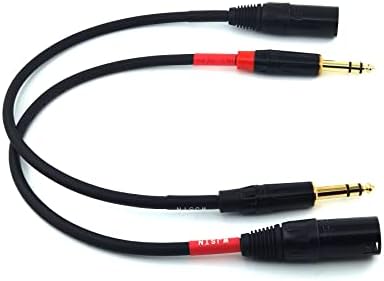 WJSTN-024 XLR до 1/4 TRS стерео адаптер, 6,35мм двоен канал 3 пински XLR машки маж, 1/4 TRS до XLR машки кабел