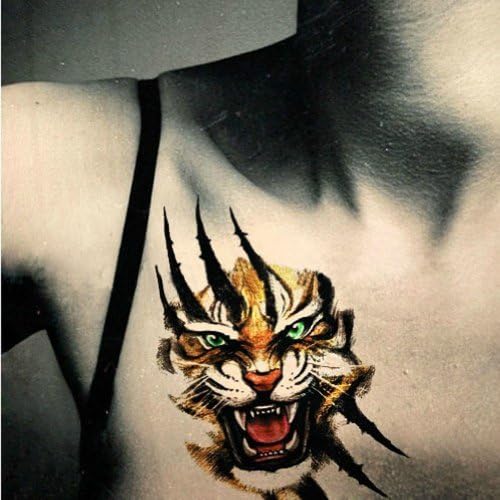 Хифаси Комплет од 3 Налепници За Тетоважа Со Диви Тигри Со Шема На Гребење На Телото Привремени Тетоважи Налепници За Тетоважи