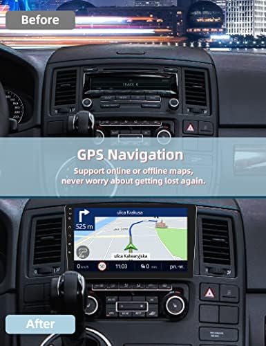 Андроид Автомобил Стерео Двојно Дин Со Безжичен Карплеј Андроид Авто, 9 Инчен Екран На Допир Главата Единица Поддржува GPS Навигација, WiFi,