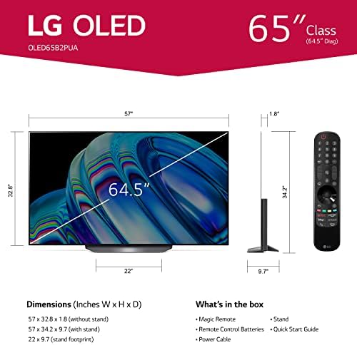 LG 77-инчен класа OLED B2 Series 4K Smart TV со вграден Alexa вграден OLED77B2PUA S90QY 5.1.3CH звук лента w/центар за пожар,
