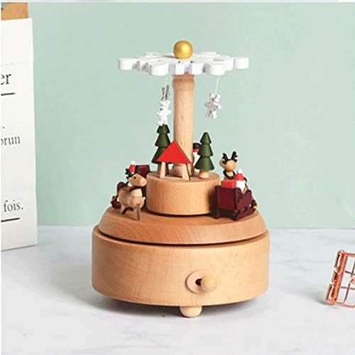 Tazsjg бука Божиќна снегулка дрвена музичка кутија декорација празнична декорација музичка кутија подарок