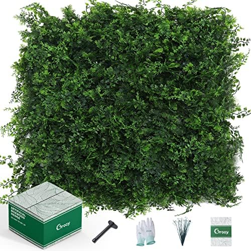 Grooy 20 x20 вештачки wallид од трева од хеџ, 12 парчиња зелени wallидни панели, растителни wallидови, позадина на wallидот на