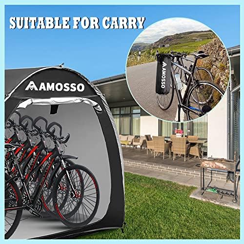 Амосо 4 или 5 шатор за пролеани велосипеди, дополнително густо 210D сребро обложено водоотпорен и сончање, двојно странично отворање на преносни