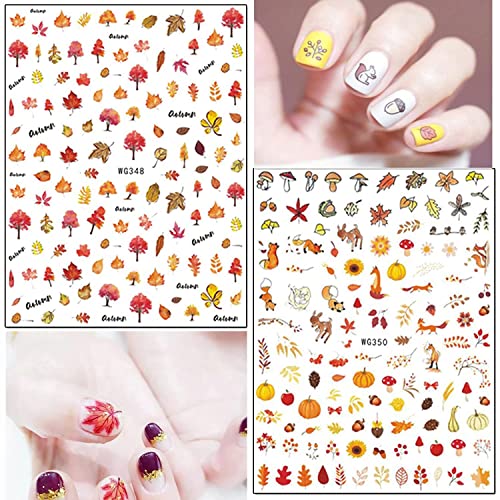 9 листови налепници за уметност на Денот на благодарноста со 18 листови шарени налепници за уметност за нокти
