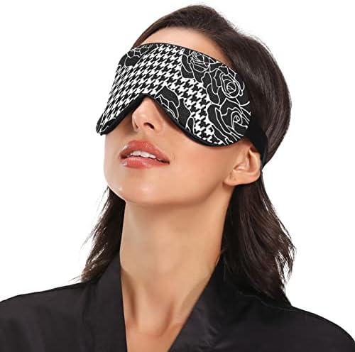 Unisex Sleep Mask Eye Mask Roses-Black-Houndstooth-Plaid Night Sleep