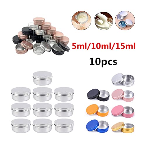 10 парчиња празна алуминиумска калај со лим за крем мелем за нокти козметички контејнер за складирање мини метална кутија, сребро, 5мл