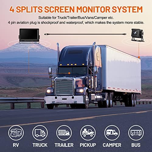 9 Ahd Камион Паркинг Резервна Копија Систем &засилувач; Вграден ВО DVR Надзор IPS Екран 4 Камери 4-Канал Одделни 720P HD Снимање ЗА