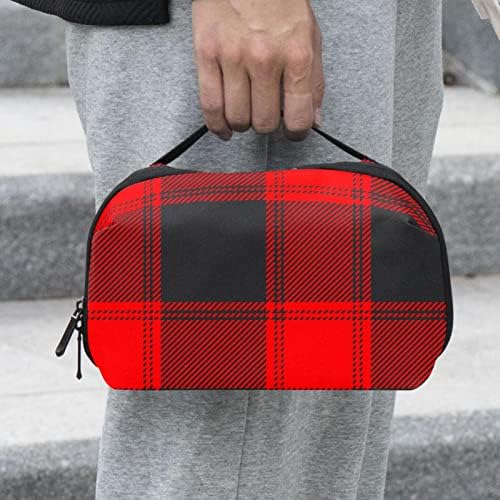 Козметичка Торба За Жени, Симпатични Пространи Водоотпорни Чанти За Шминка Патуваат Црн Црвен Појас Тоалетна Торба Организатор
