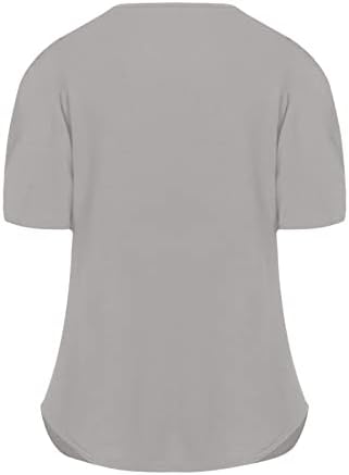 Есен лето обичен врвен кошула за жени 2023 облека Краток ракав против вратот памук обвивка широка нога блуза 77 77
