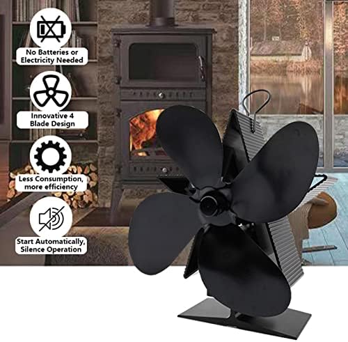 Вентилатор За Шпорет На топлина, Заштеда На Енергија Голем Волумен На Воздух 4 Сечило Еколошки Вентилатор За Камин За Дома