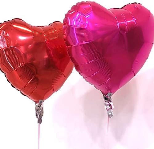 6 парчиња 36 инчи 3 видови балони во форма на срце во боја, балони од срцева фолија, балони од алуминиумска фолија во форма на срце, романтични балони од срце милар, срц