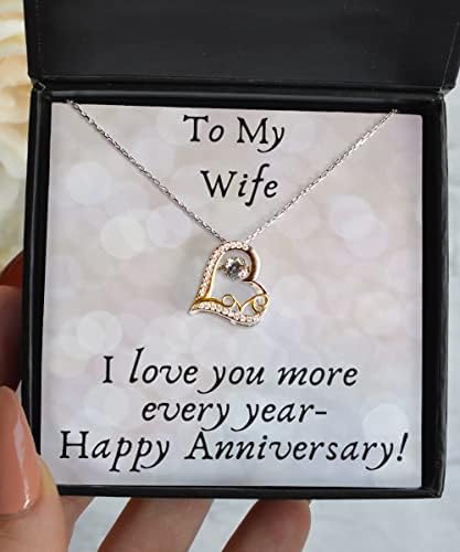 На мојата сопруга-те сакам повеќе секоја година-среќна годишнина! Ѓердан од срце - ѓердан за танцување loveубов