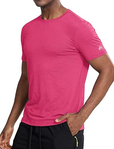 Атлетик кошули со Zengjo Атлетски кошули со кратки ракави за влага за губење на салата за вежбање, трчање на екипаж маица Брз