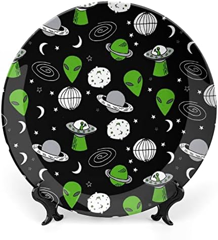 Надворешен простор aliencustom Фото коска Кина Декоративна чинија личност Керамичка вечера за занаети за жени мажи подароци со штанд за