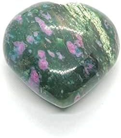 GemScite Gemstone Ruby Zoisite врежан пуф/срцев џеб камен/лековита на реики и кристална решетка за балансирање на природно тело чакра