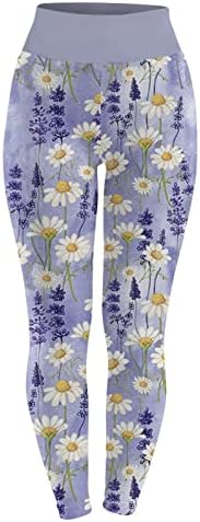 Grge beuu жени со високи половини за спортски хеланки цветни печатени панталони хулахопки